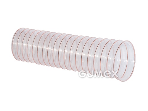 Vzduchotechnická hadica pre ľahšie abrazíva VULCANO PU S1, 51mm, -0,04bar, PU (esterová báza), pomedená oceĺová špirála, -40°C/+90°C, transparentná